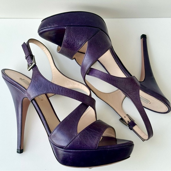 Prada Leather Cutout Accent Slingback Heels Size 7.5 👠 - Picture 7 of 12